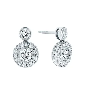 18ct White Gold Diamond Double Circle Stud Earrings