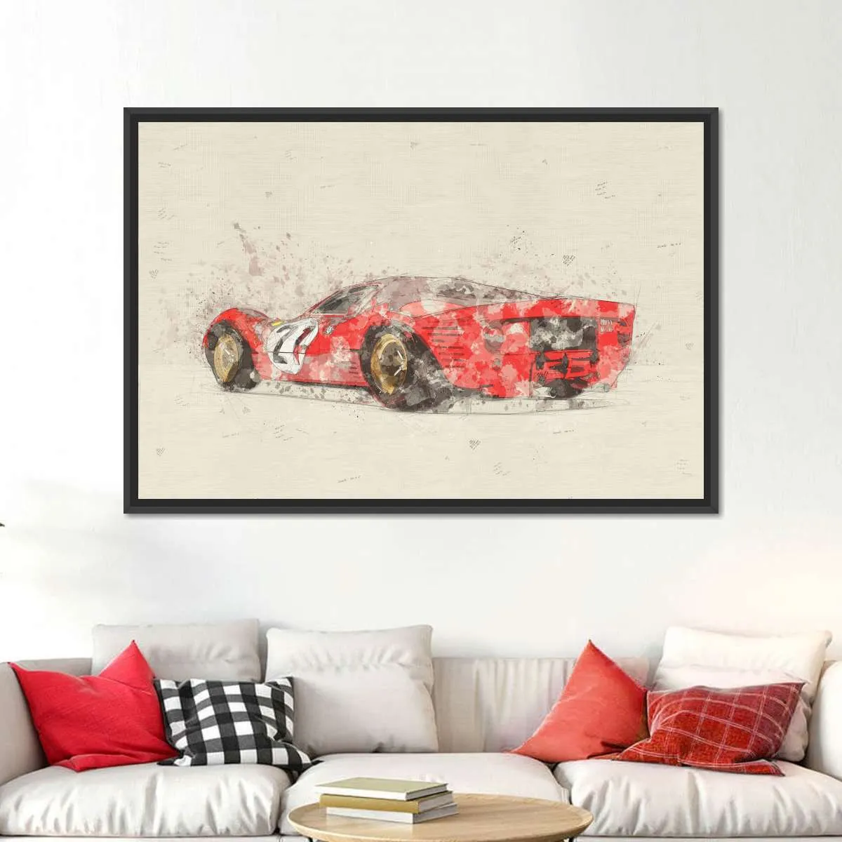 1967 Ferrari 330 P4 Car Rear View Drawing Wall Art