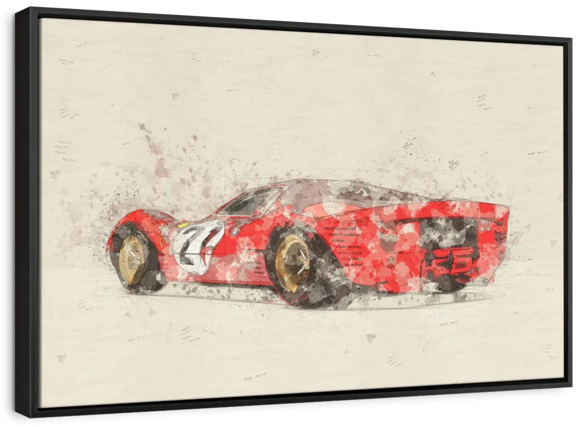 1967 Ferrari 330 P4 Car Rear View Drawing Wall Art