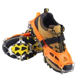 24 Teeth Outdoor Snow Anti-slip Ice Claws 201 Stainless Steel Anti-slip Shoe Cover, Size: XL(Orange)