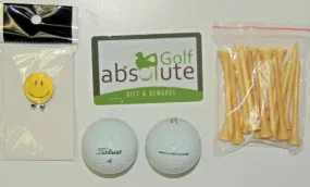 36 Titleist Tour Distance Recycled Golf Balls Grade A/B with Free Tee's & Magnetic Smiley Face Golf Ball Marker/Hat Clip