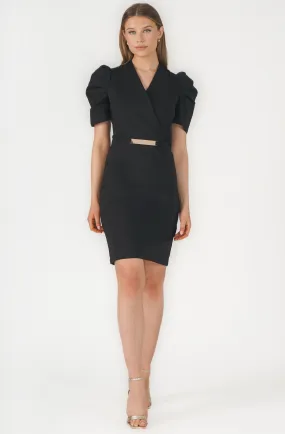 Belted Faux Wrap Dress