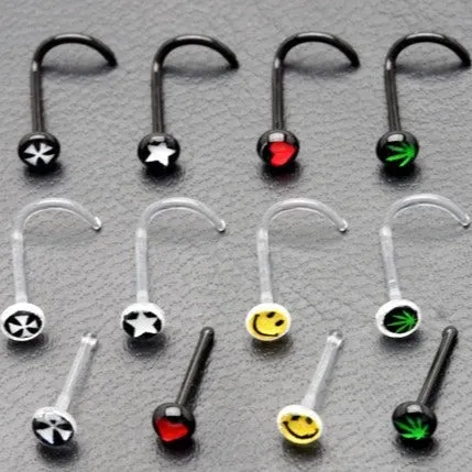 Black Flexible Mix Logo Nose Ring