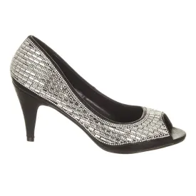 Bria Diamante Open Toe Diamante Medium Heel Shoe