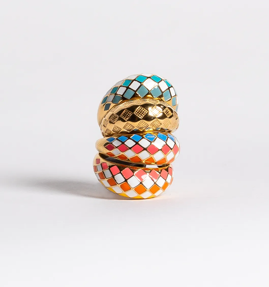 Checker Rings - Sunset Set of 2