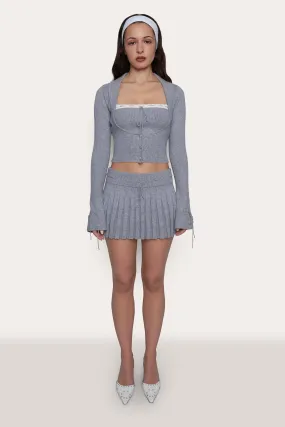 Cielo Pleated Knit Mini Skirt