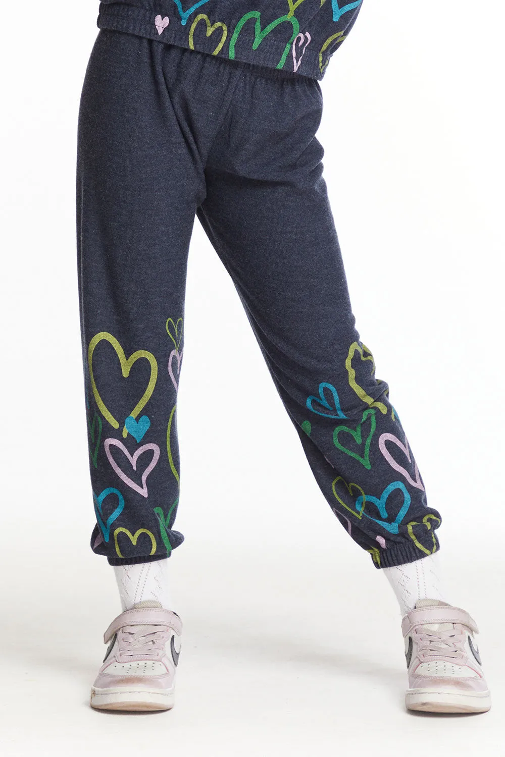 Colorful Hearts Girls Cozy Knit Sweatpant