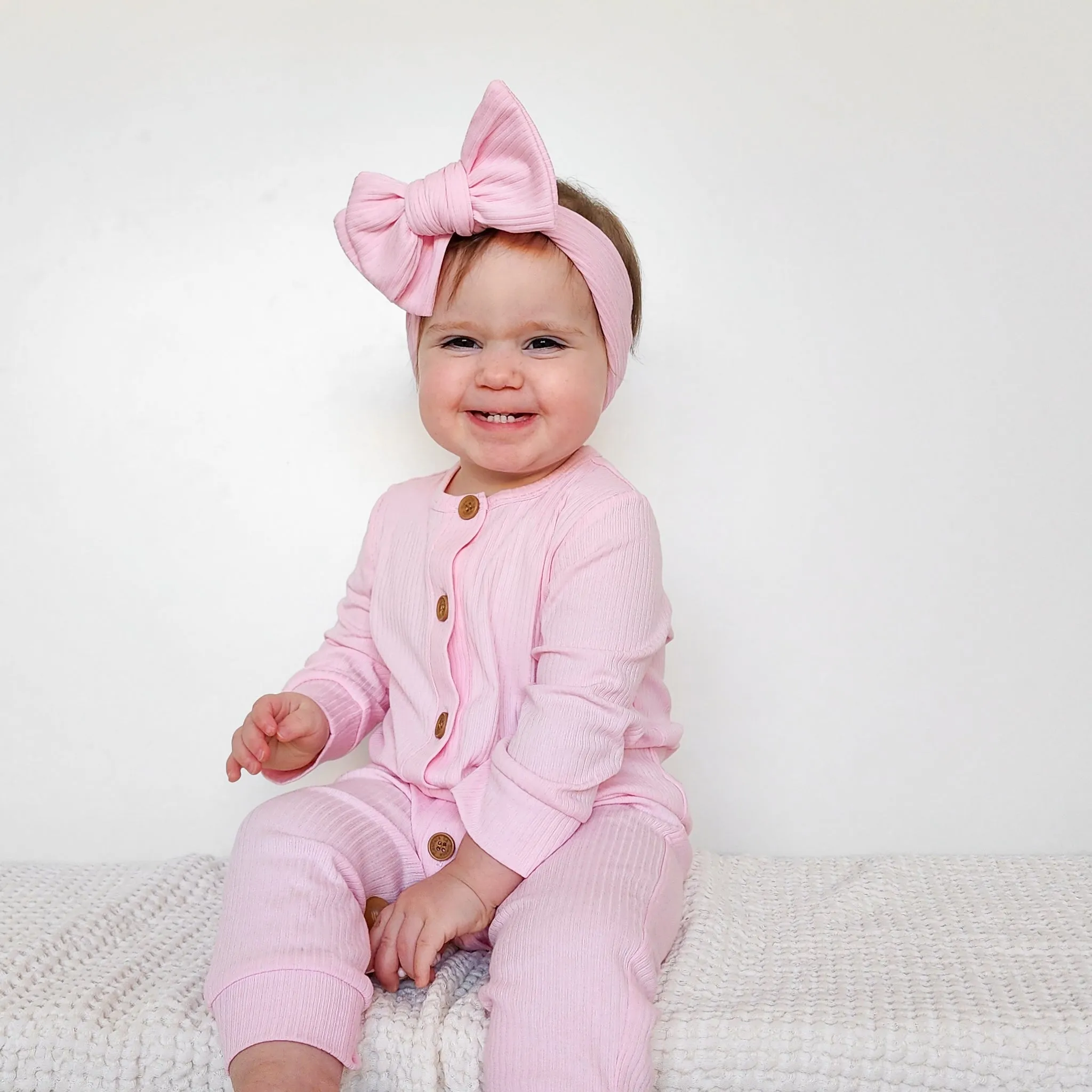 Cozy Long Sleeve Louie Romper - Pink Lemonade