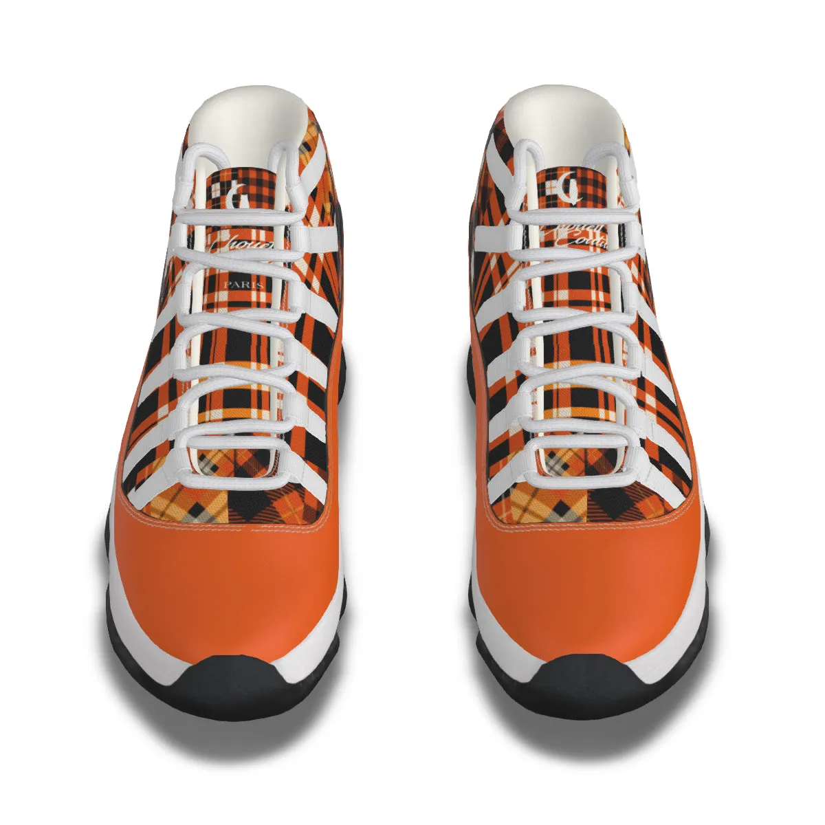 FLEXIN PLAID ORANGE Men's High Top Basketball Shoes