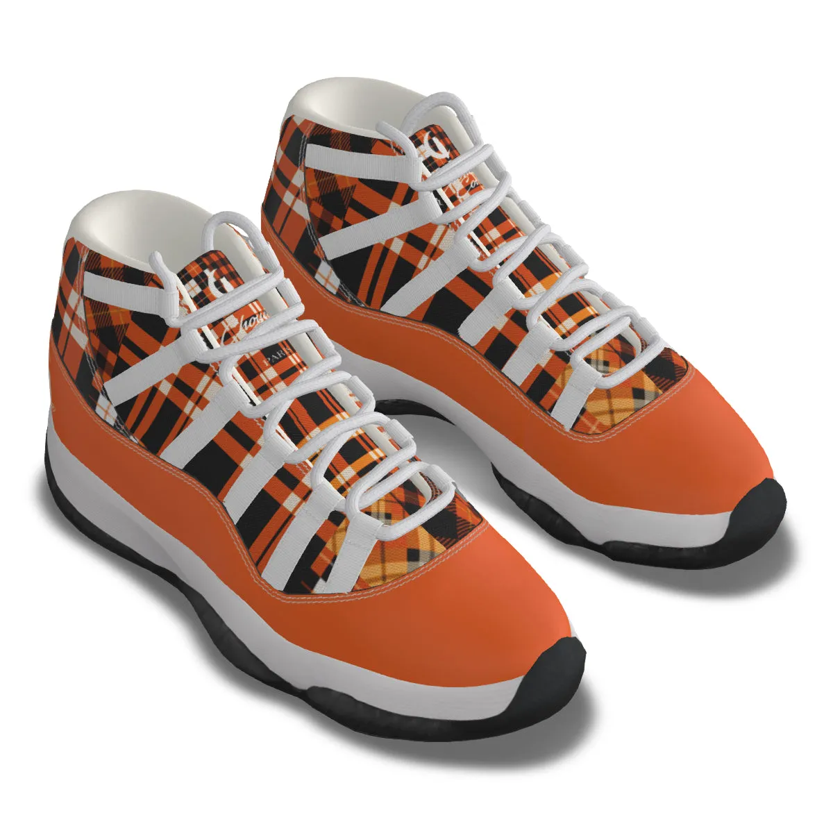 FLEXIN PLAID ORANGE Men's High Top Basketball Shoes