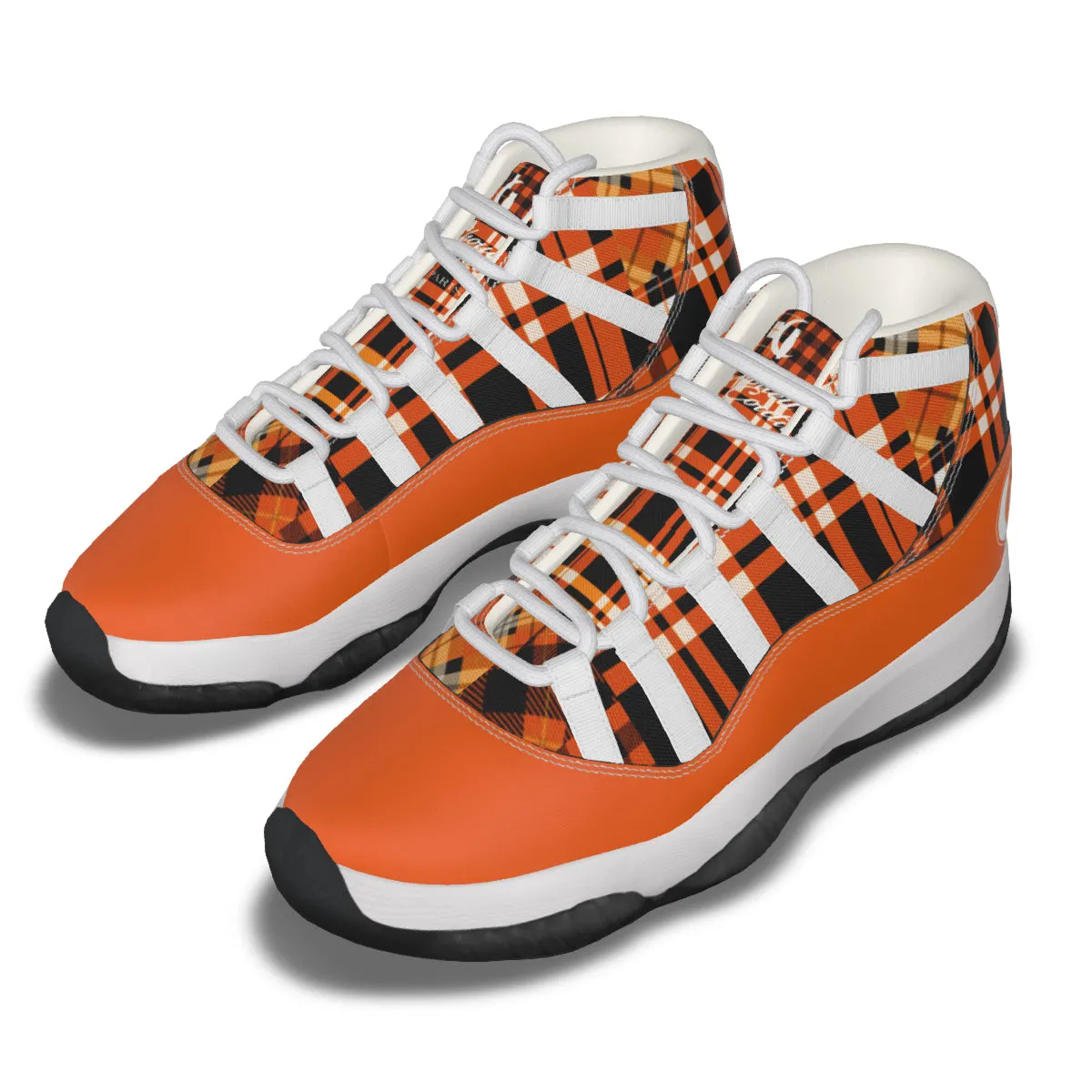 FLEXIN PLAID ORANGE Men's High Top Basketball Shoes