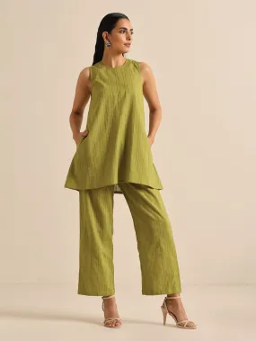 Green Dobby Sleeveless Co-Ord Set