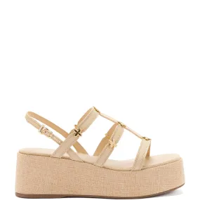 Harmony Flatform Sandal In Beige Raffia