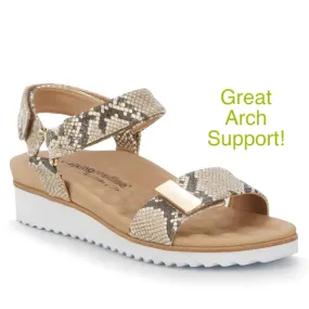 Hustle Sandal: Beige & Brown Snake Print I Walking Cradle