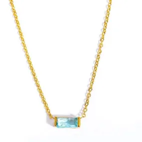 Love Waterproof Birthstone MARCH Necklace18K Gold Plating