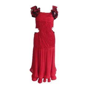 MAGGIE REEVES Red Flamenco Ruched Dress