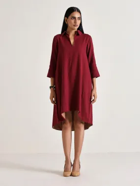 Maroon Short Collared Dress | Relove