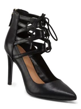 NINE WEST Lace Up Leather Pointy Pumps