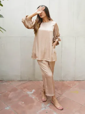 Nude Silk Blend Co-Ord Set