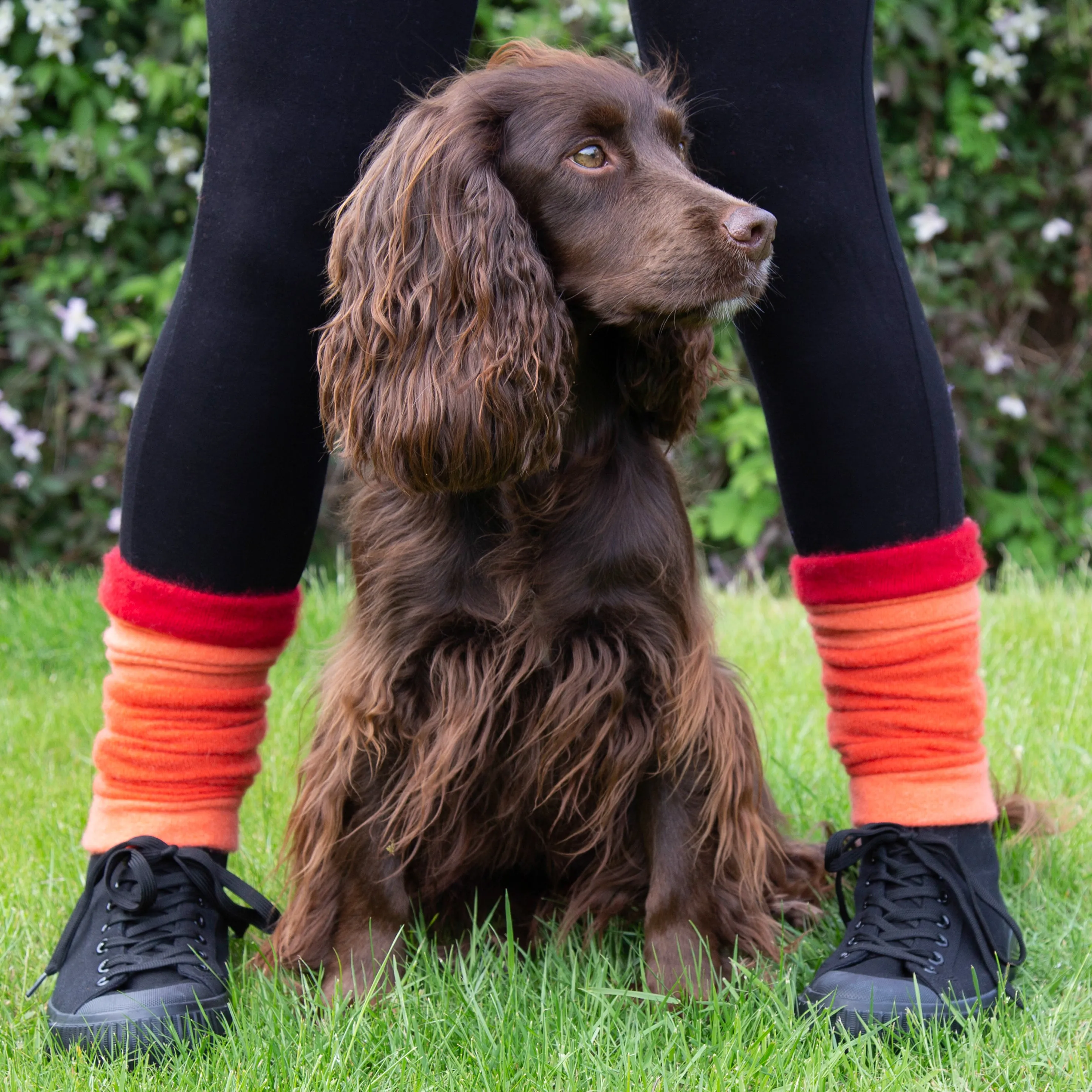 Red and Orange Cashmere Ankle Warmers