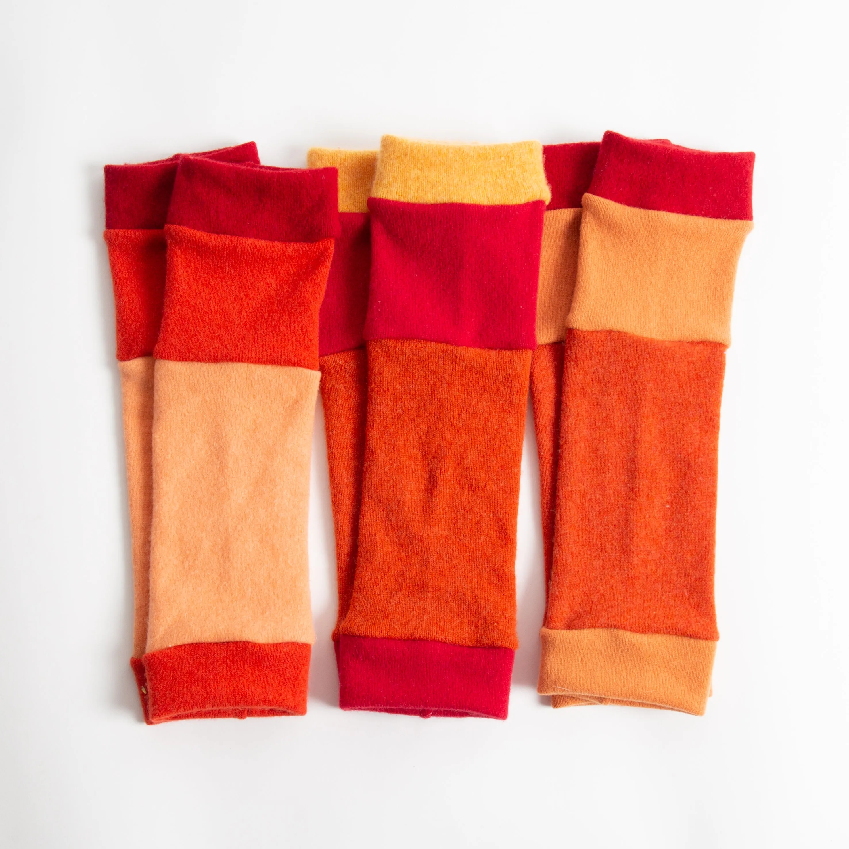 Red and Orange Cashmere Ankle Warmers