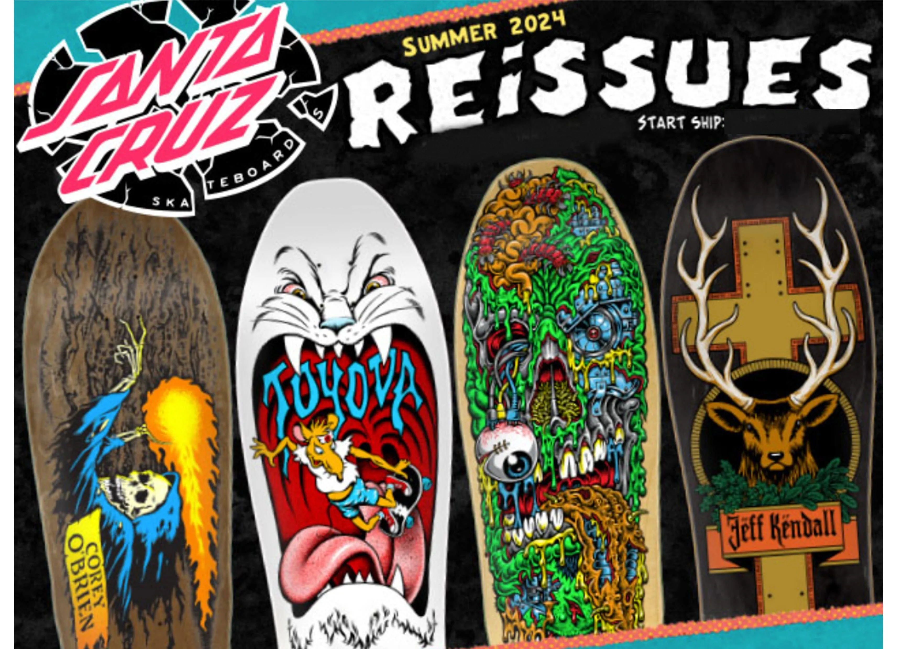 Santa Cruz O'BRIEN REAPER Reissue 9.84  Skateboard Deck Preorder - Tabla