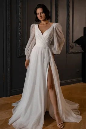 Sparkly Wedding Dress Inger With Leg Slit