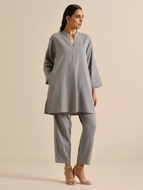 Steel Blue Khadi Relaxed Co-Ord Set