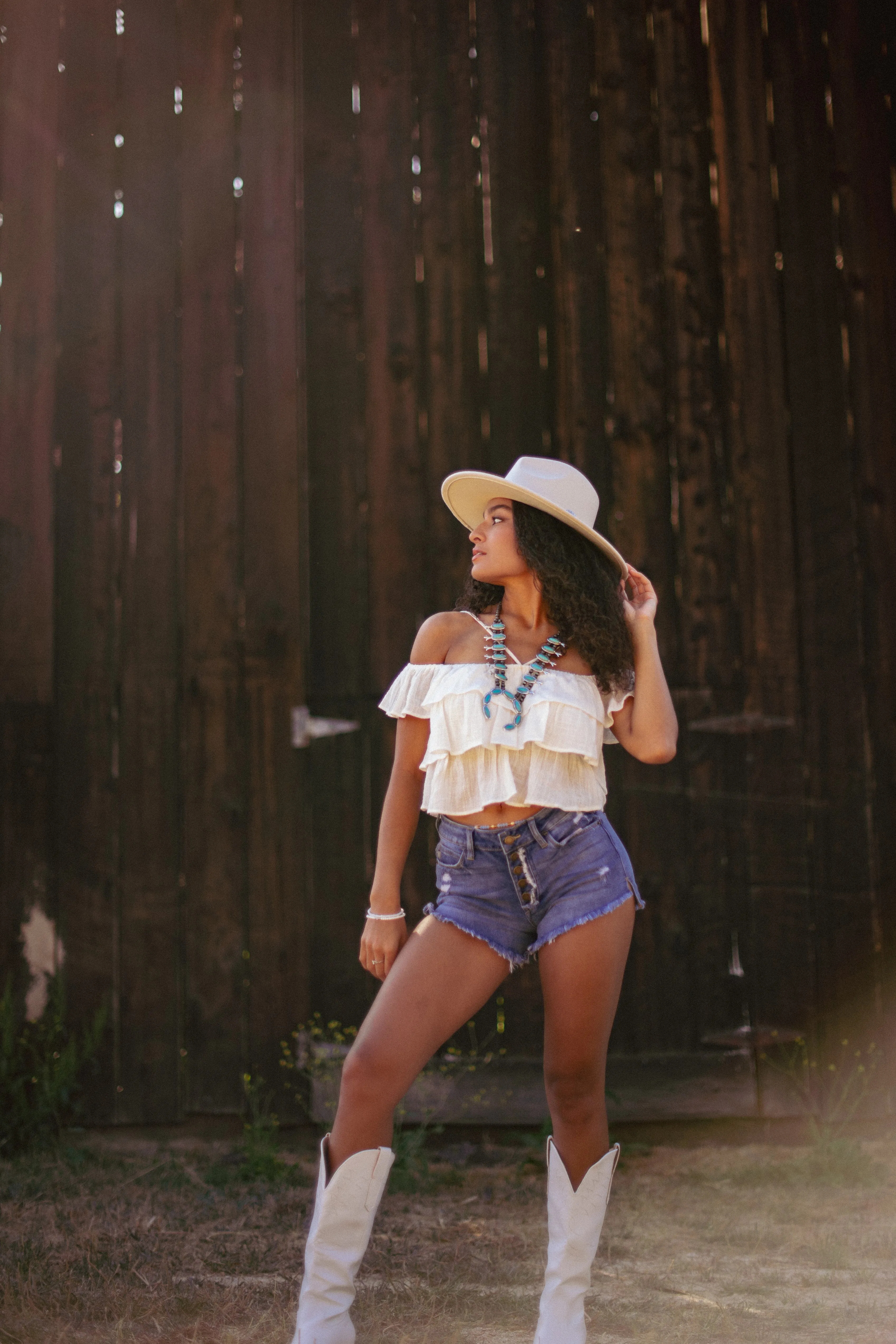 Summer Storm Off The Shoulder Ruffle Crop Top - Off White