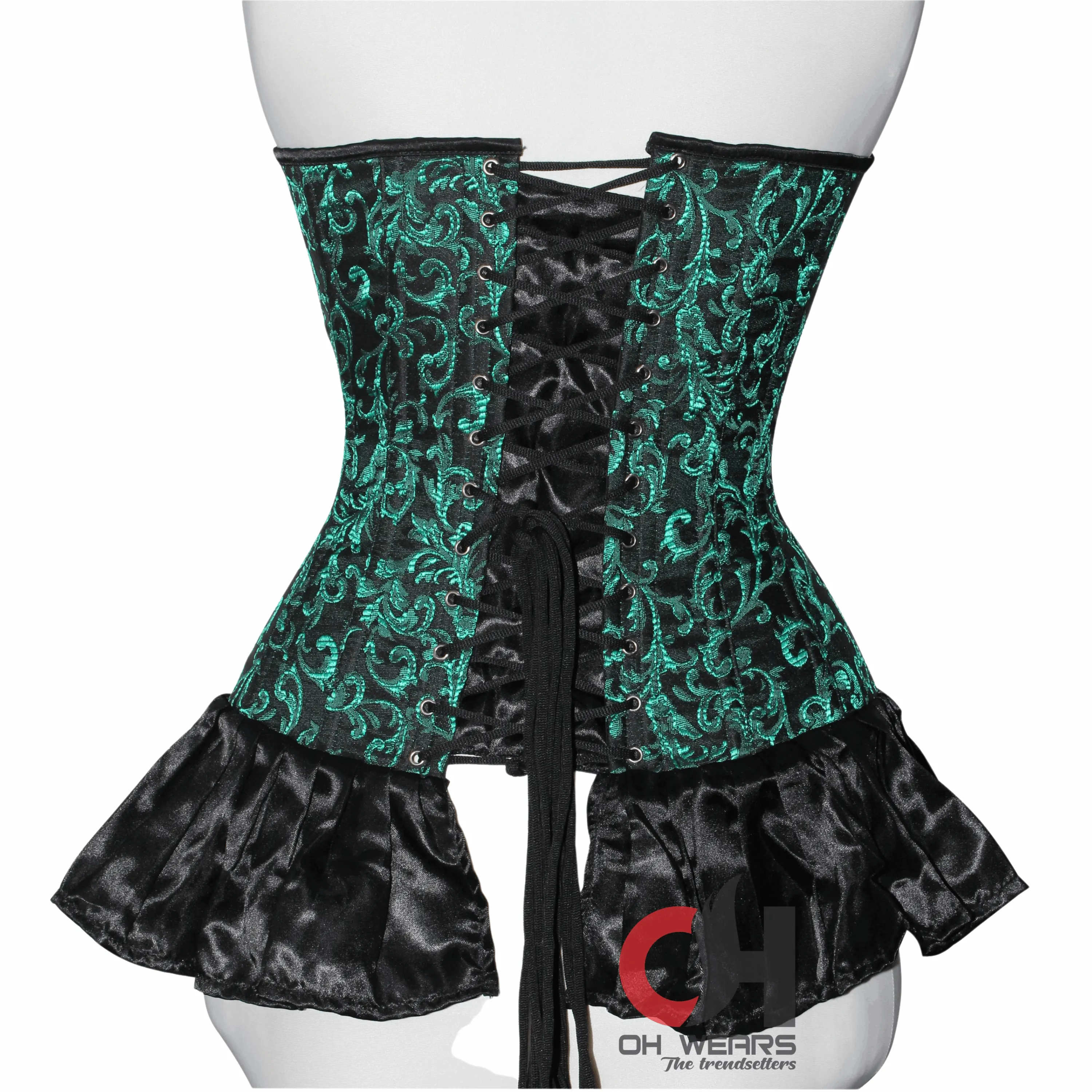 Women Satin Brocade Over Bust Corset Steel Boned