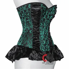 Women Satin Brocade Over Bust Corset Steel Boned