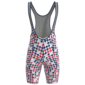 W's Pro Bib Short - Red, White and Blue Houndstooth