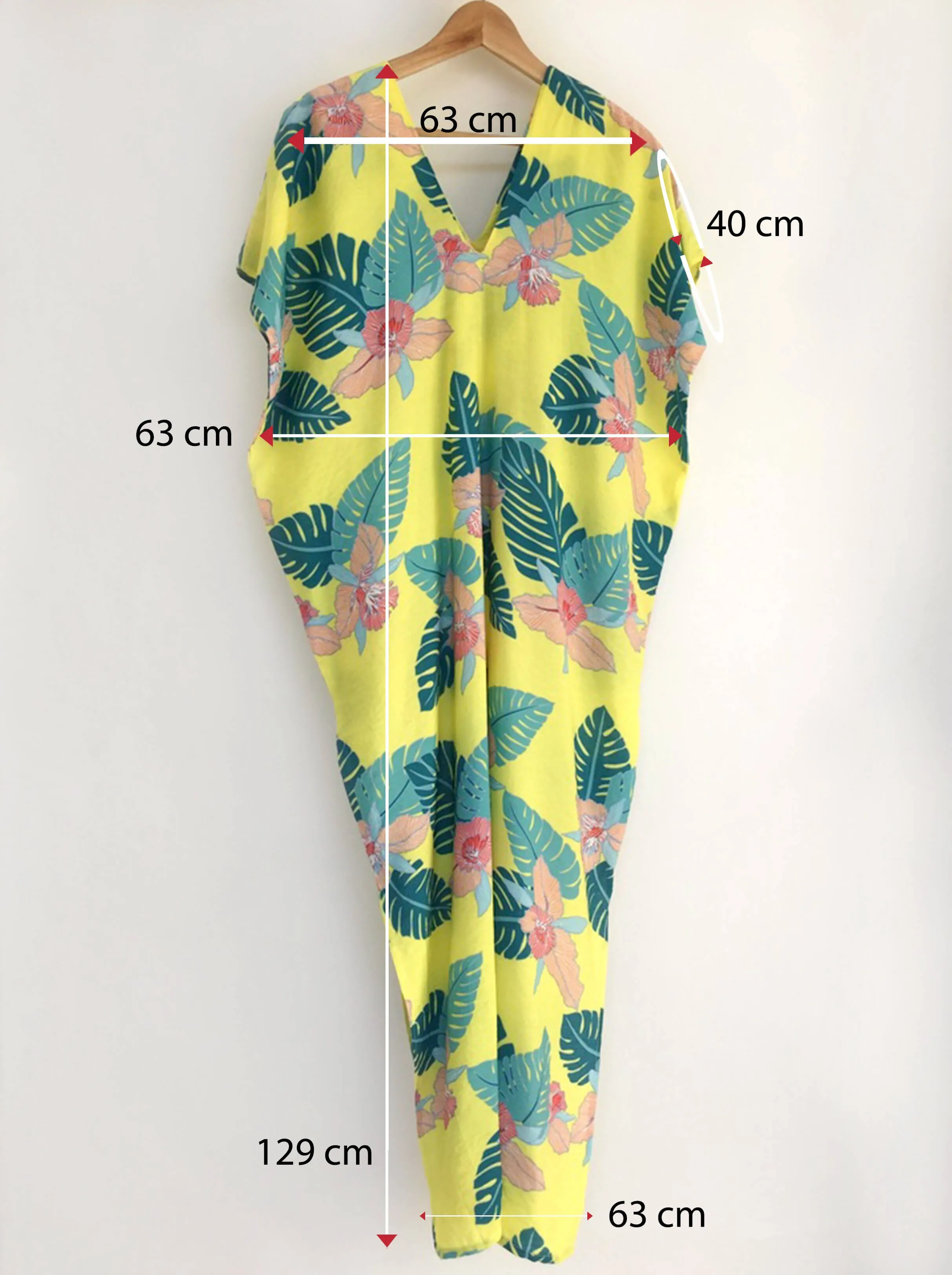 Yellow Palm Print Kaftan Dress